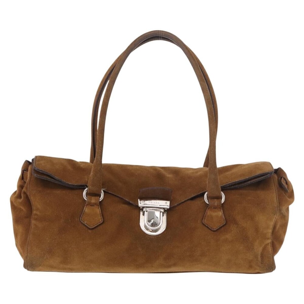Prada Pattina Pushlock Satchel Suede